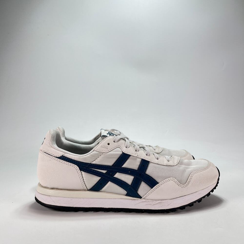 Asics Tiger Runner II White Navy Lace Up Running Shoes 1201A792 Men's Size 10.5
